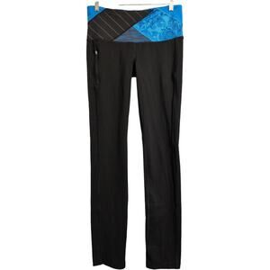 Lululemon Black Slalom Stripe Paisley Cornflower Cant Stop Pant Leggings Size M?